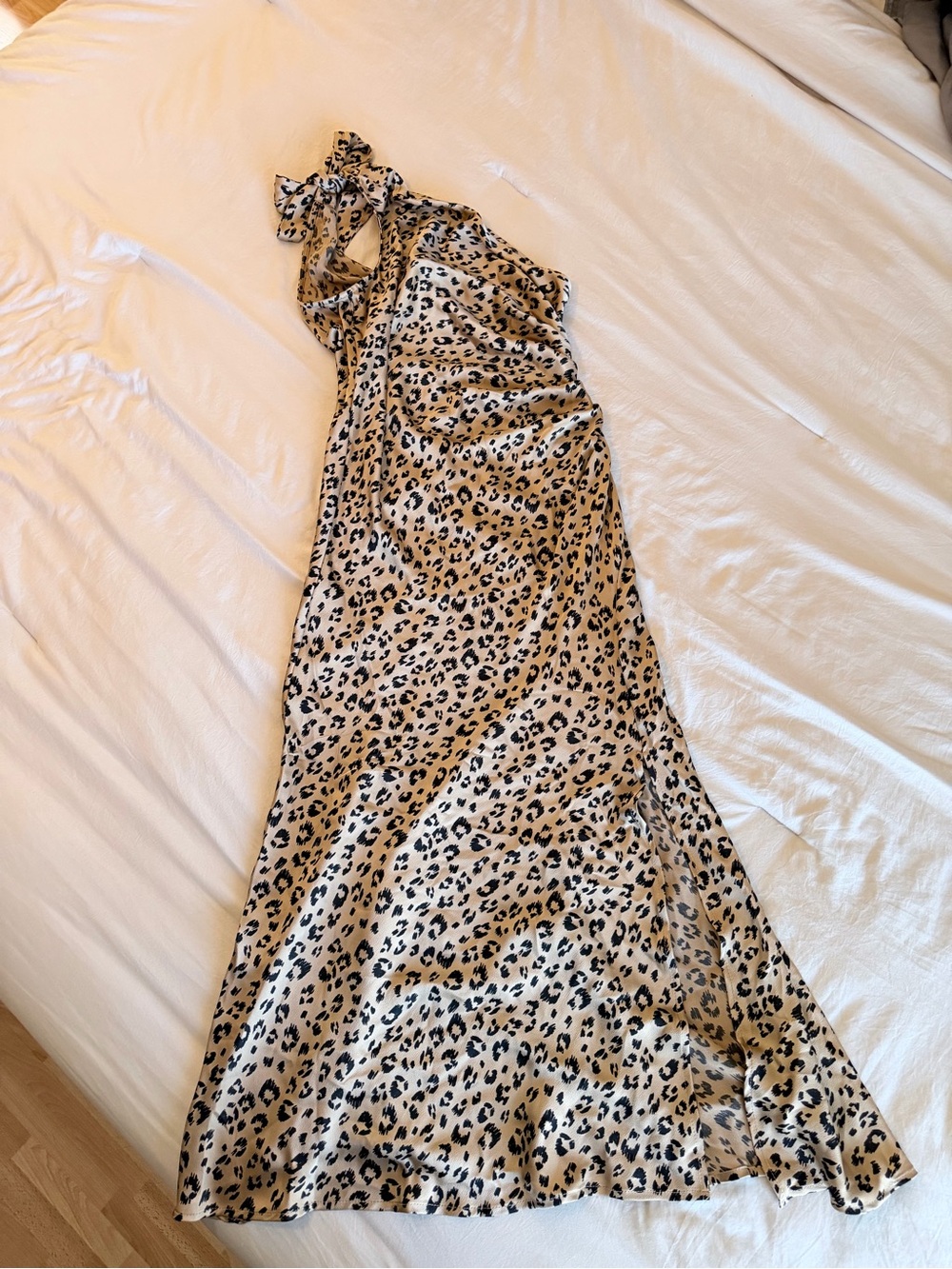 a new day One-Shoulder Leopard Slip Dress in Beige and Black